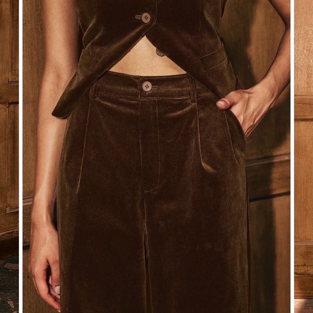 NWT Mid-Waist Corduroy Wide-Leg Pants - Picture 6 of 8